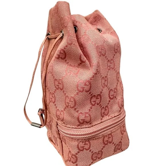 Genuine vintage GUCCI pink mini drawstring bag purse pouch signature logo